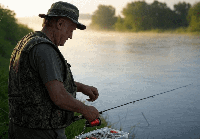 Un pêcheur prépare sa ligne