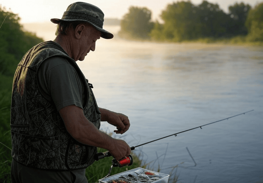 Un pêcheur prépare sa ligne